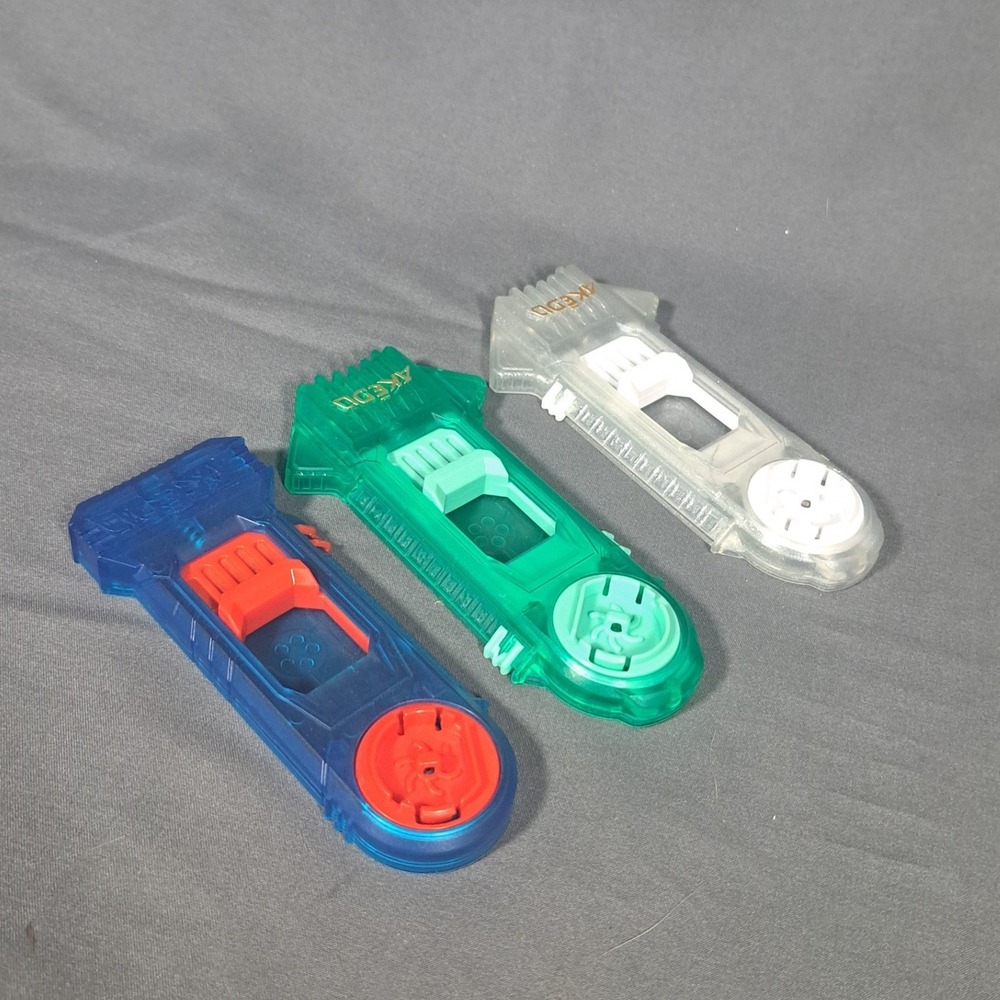 Akedo Ultimate Arcade Warriors Battle Controllers Lot of 3 Blue Green Clear Toy